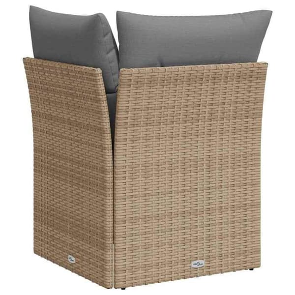 Maison Exclusive - U-formad trädgårdsoffa med beige kuddar i flätad resin
