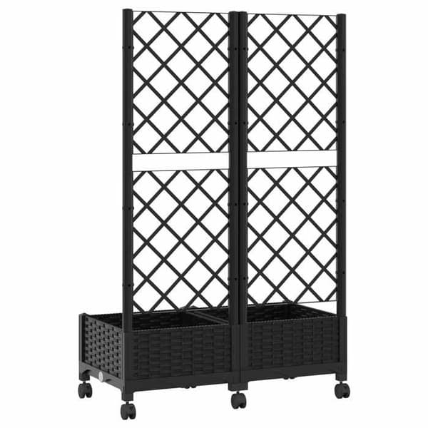 Maison Exclusive - Puutarhakärry, jossa on ritilä ja pyörät, musta 80 x 40 x 131,5 cm PP