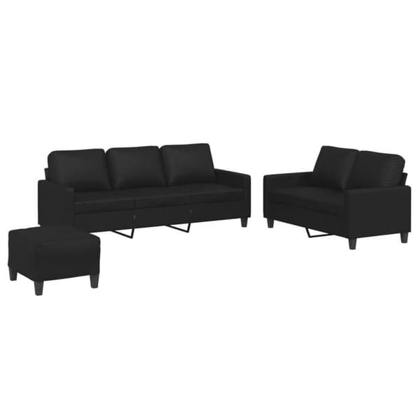 Maison Exclusive - Sæt af 3 sofaer med puder i sort kunstlæder