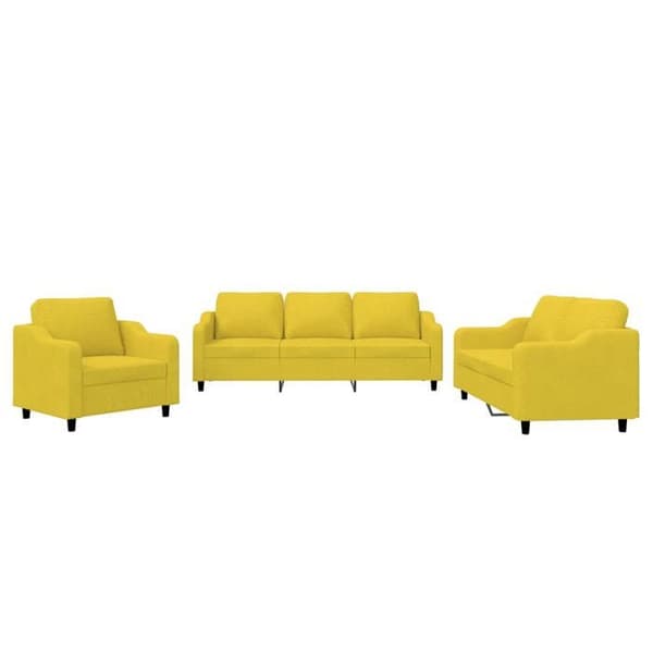 Maison Exclusive - Sæt af 3 sofaer med puder Lys gul Stof
