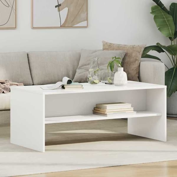 Bord - EKSKLUSIV HUS - 100 x 50 x 40 cm - Ingeniørtræ - Rektangulær - Indbyggede hylder Vit