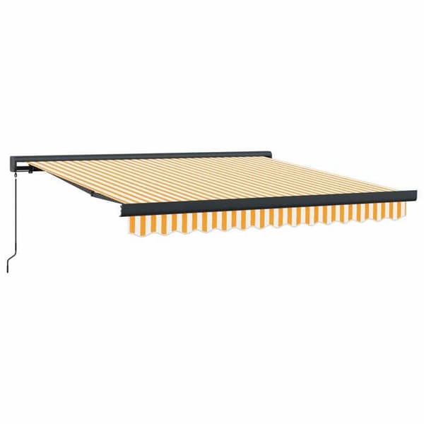 Maison Exclusive - | Retractable awning | Blå och vit med vit ram 3,5 x 2,5 m