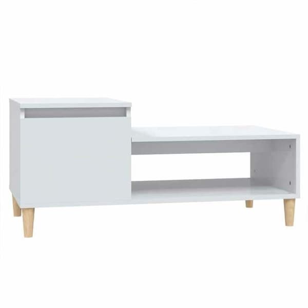 Bord - EKSKLUSIV HUS - Hvid højglans - 100×50×45 cm - Ingeniørtræ - Stort opbevaring Vit