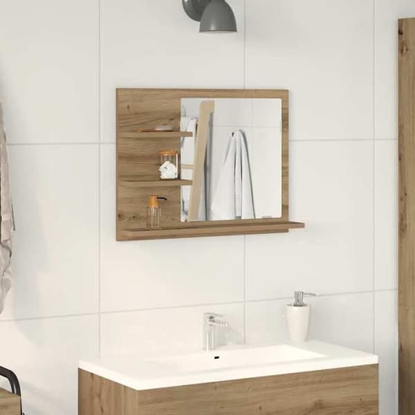 Maison Exclusive - Spejlskab badeværelse egetræ håndlavet 60x10,5x45 cm