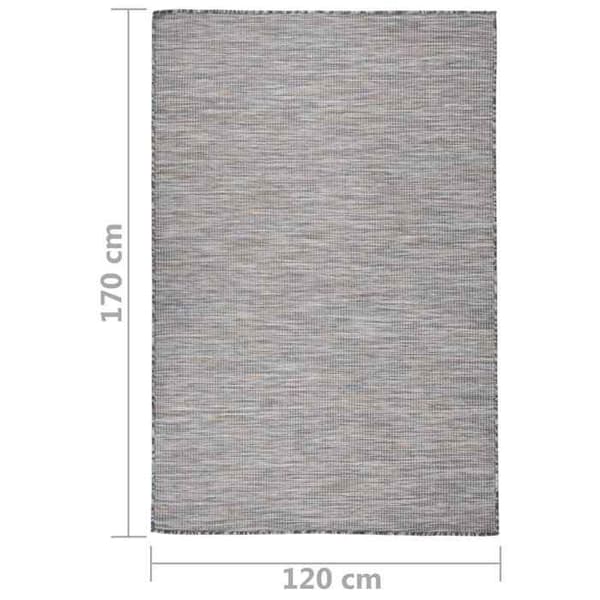 Maison Exclusive - Udendørs fladvævet tæppe 120x170 cm Brun og blå