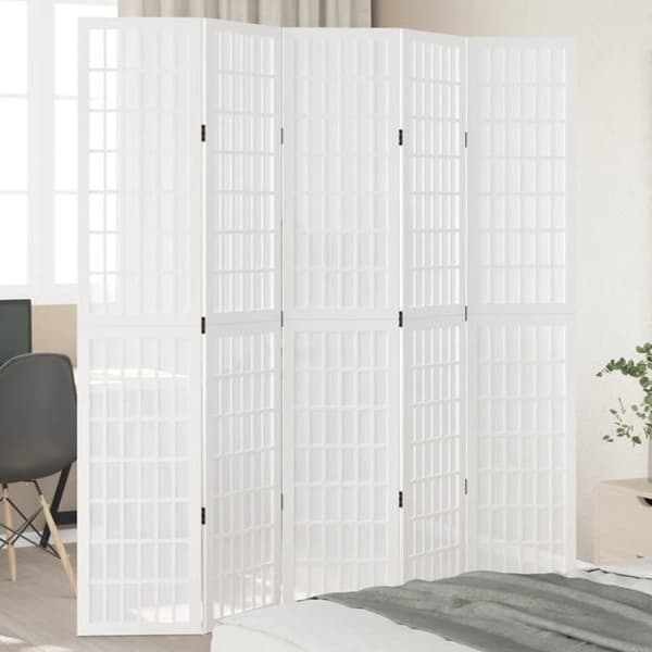 Adskillelse - EKSKLUSIV HUS - 5 paneler - Massivt paulownia træ - Hvid - Foldbar Vit