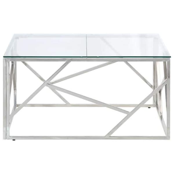 Bord - EKSKLUSIV HUS - 80 cm - Rustfrit stål - Tempereret glasplade - Sølvfarvet Silver