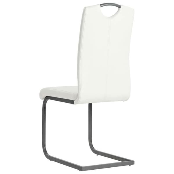 Matstolar - Cantilever - Set om 6 - Matt vit konstläder - Robust stålram Matt vit