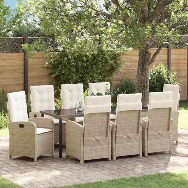 Maison Exclusive - 9 pc spisestue sæt til haven i beige polyrotin beige