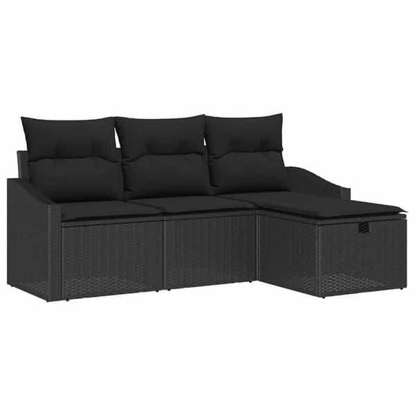 Maison Exclusive - 4 osan sohvasetti musta polyrottinki