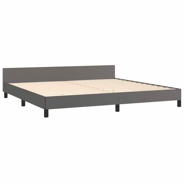 Sengestel - EKSKLUSIV HUS - 200x200 cm - Grå kunstlæder - Justerbar hovedgærde - Krydsfiner lameller Grå