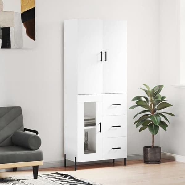 Maison Exclusive - Buffé hög Vit 69,5x34x180 cm Ingenjörsträ