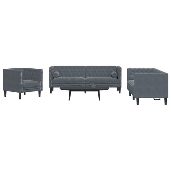 Maison Exclusive - Chesterfield sofa sæt med 3 dele og puder i mørkegrå