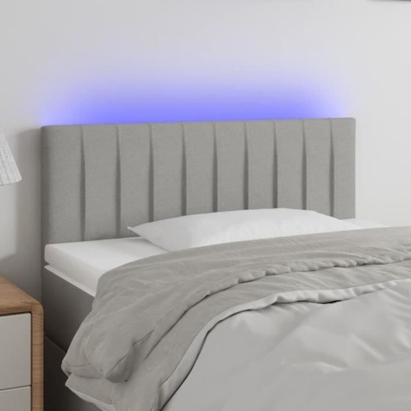 LED-sängynpää - Harmaa kangas - 100x5x78/88 cm - Säädettävä korkeus - Erinomainen tuki Grå