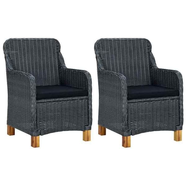 Maison Exclusive - Trädgårdsstolar med kuddar, set om 2, flätad resin