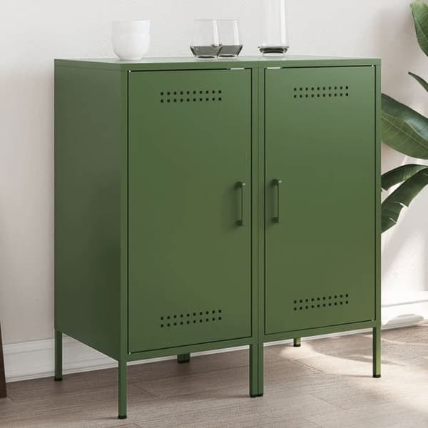 Maison Exclusive - Buffet 2 stk olivengrøn 36x39x79 cm stål