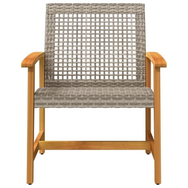 Maison Exclusive - Trädgårdsstolar set om 2 grå vävd resin och akaciaträ Grå
