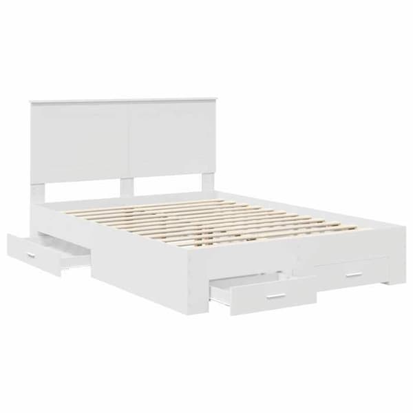 Maison Exclusive - Sängram med låda Vit 160 x 200 cm Ingenjörsträ Vit