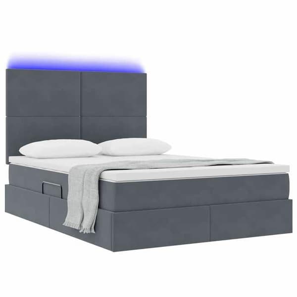 Maison Exclusive - LED opbevaringsseng med madras Mørkegrå 140 x 190 cm Mörkgrå