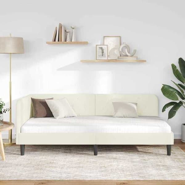 Maison Exclusive - Kulmasänky Creme 90 x 200 cm Sametti