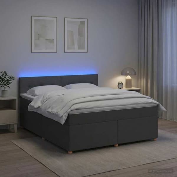 Maison Exclusive - Boxspring säng med madrass Mörkgrå 160 x 200 cm Tyg Mörkgrå