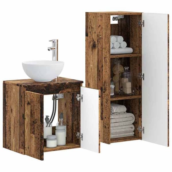 Maison Exclusive - Set med badrumsinredning 2 delar Antik trä