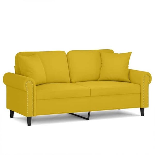 Soffa 2 platser - Maison Exclusive - Gul - Sammet - Robust metallram - Kuddar ingår Gul