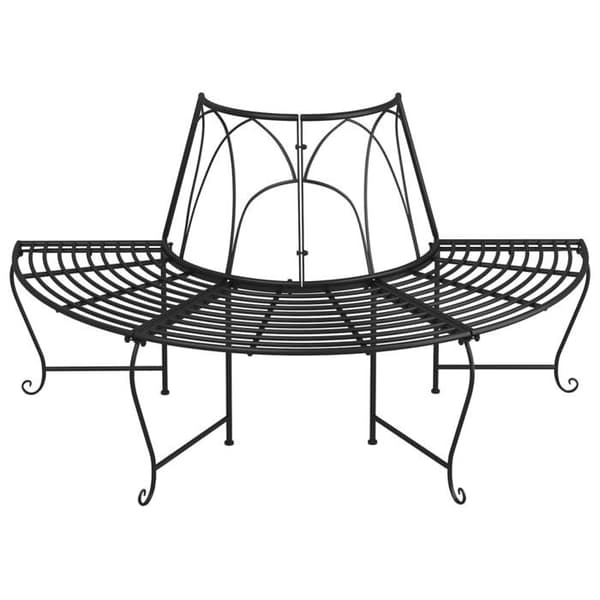 Maison Exclusive - Halvcirkelformet bænk til træ Ø159 cm Sort Stål