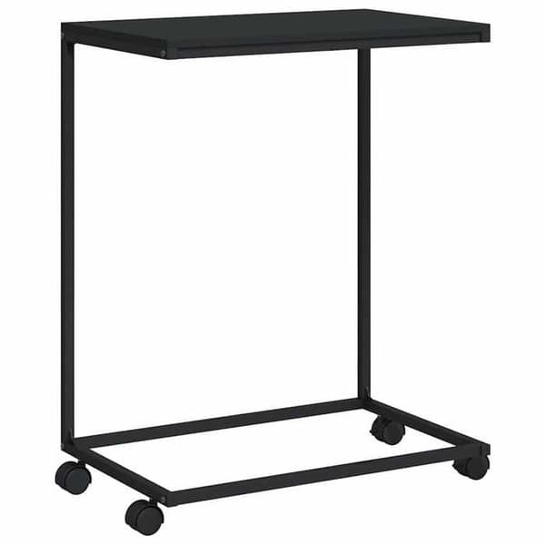 Maison Exclusive - Sidebord med hjul sort 55x35x70 cm ingeniørtræ