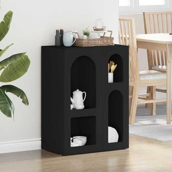 Buffet - EKSKLUSIVT HUS - ELST - Sort - 59 x 35 x 80,5 cm - Holdbart ingeniørtræ Svart