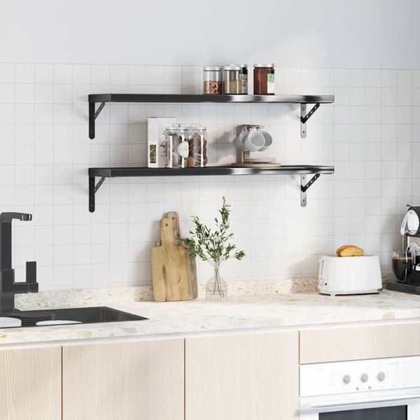 Væghylder - EKSKLUSIV HUS - 100x23,5 cm - Sort - Rustfrit stål - 2 stk. Svart