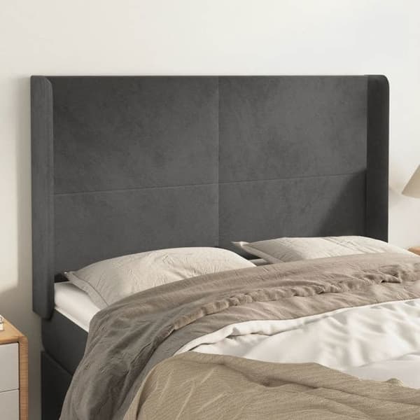 Maison Exclusive - Päätylevy korvilla Tummanharmaa 147x16x118/128 cm Sametti mörkgrå