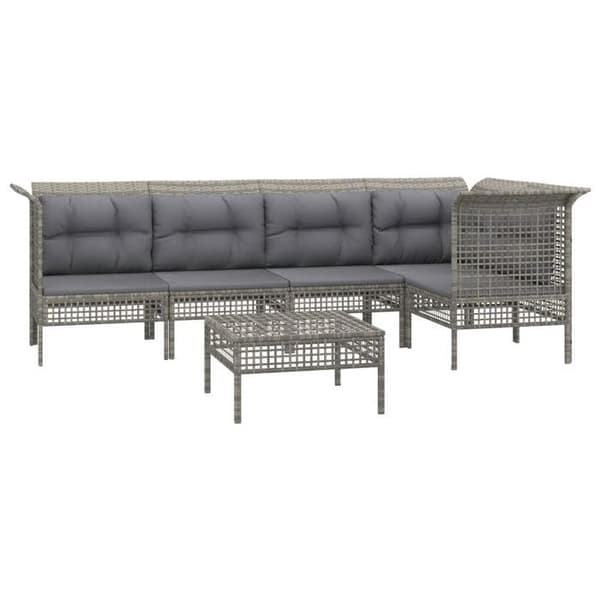 Maison Exclusive - Trädgårdsmöbler 6 delar med kuddar Grå Flätad resin