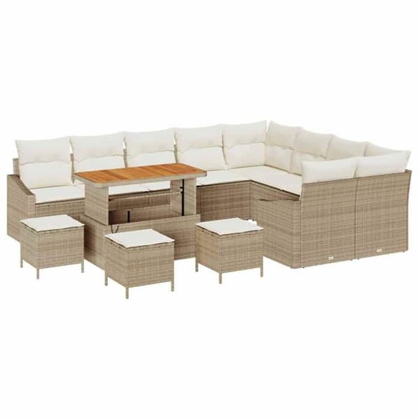 Maison Exclusive - 13-delars trädgårdsoff-set 8-sits Beige beige