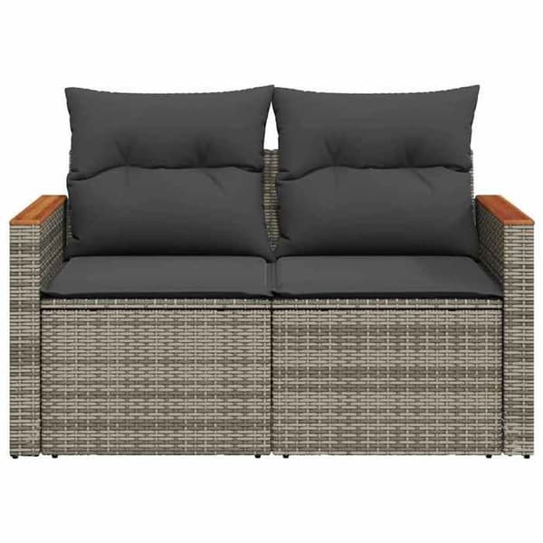 Maison Exclusive - Trädgårdssoffa 2 platser med grå kuddar i flätad resin