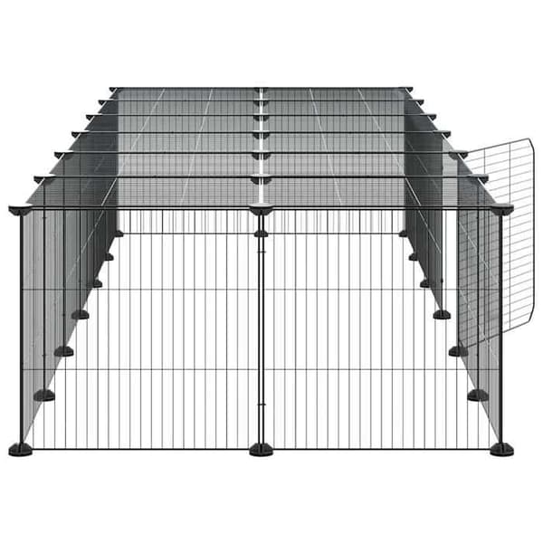 Maison Exclusive - Kæledyrbur med 28 paneler og dør Sort 210x70x35 cm