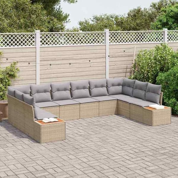 Maison Exclusive - Sæt af 10 pc have-sofa i beige poly rattan