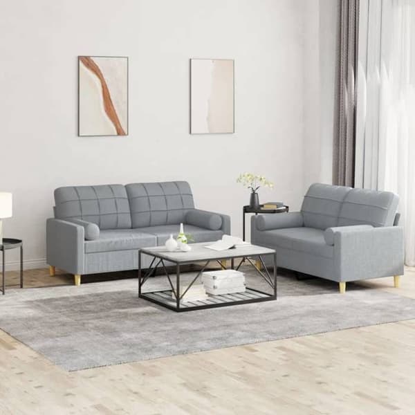 Maison Exclusive - Sæt af 2 sofaer med lysegrå puder i stof
