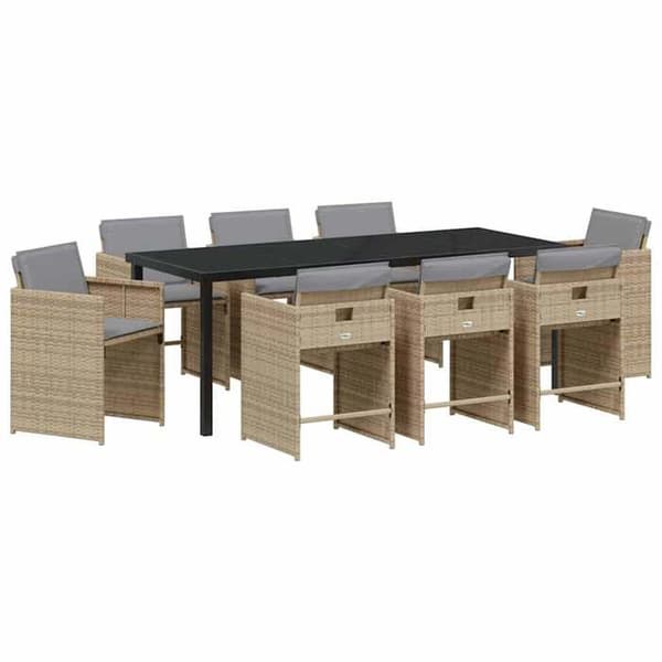 Maison Exclusive - 9 pc spisestue sæt til haven i beige polyrotin beige