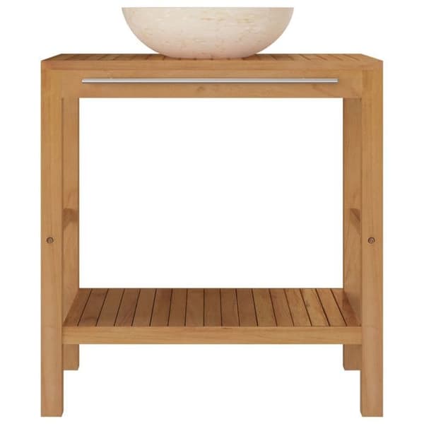 Maison Exclusive - Solid teak badeværelse skab med creme marmor vask Grädde