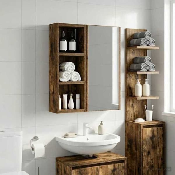 Maison Exclusive - Vægskab til badeværelse Røget Eg 20 x 10 x 50 cm