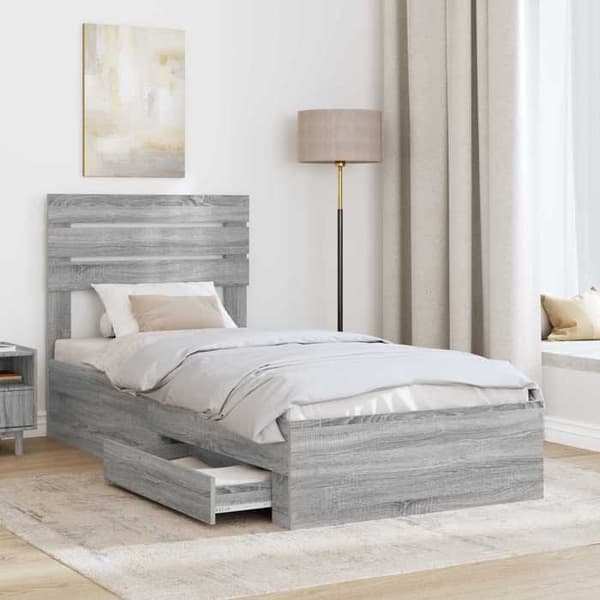 Maison Exclusive - Sängram Grå Sonoma 100 x 200 cm Ingenjörsträ