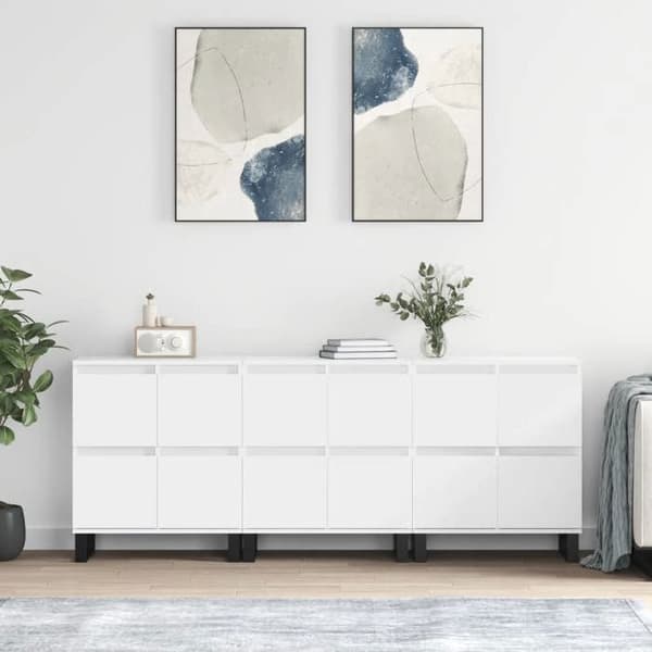 Maison Exclusive - Bufféer 3 st Vit Ingenjörsträ Vit