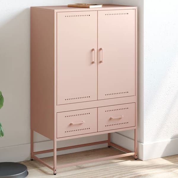 Buffet høj - EKSKLUSIV HUS - 68 x 39 x 111,5 cm - Rosa - Holdbart stål - Stort opbevaring rosa