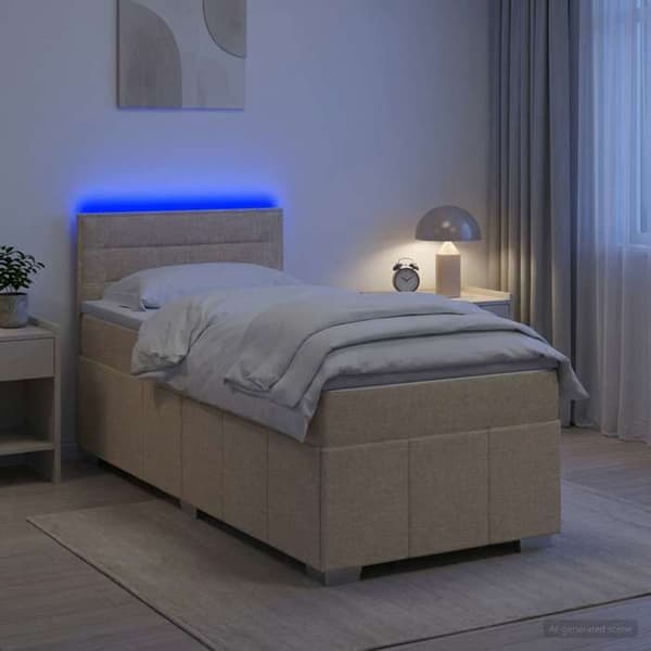 Maison Exclusive - Boxspring säng med madrass Crème 100 x 200 cm Tyg