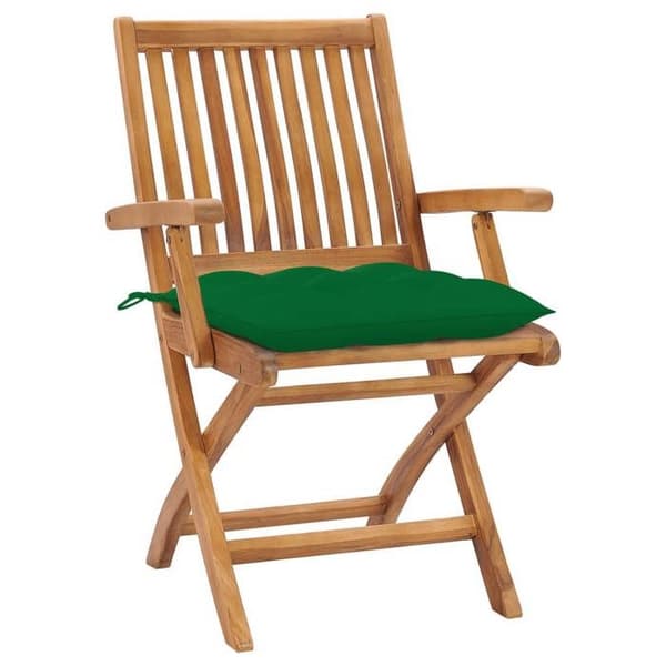 Maison Exclusive - Fällbara stolar med kuddar, 6 delar, i massivt teak Grön (kuddar)