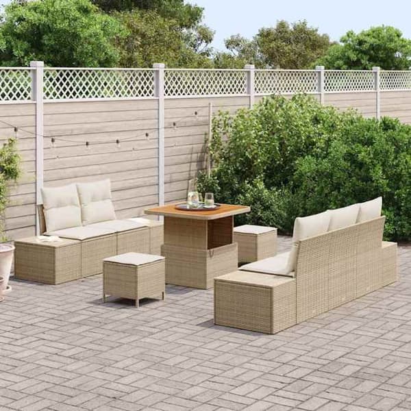 Maison Exclusive - 8 osan beige polyrottinkinen puutarhakalustesetti