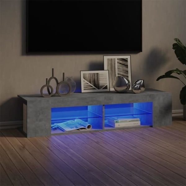 Betoninharmaa LED TV-kaappi 135x39x30 cm - Nykyaikainen - Muotoilu - Ovet ja laatikot Grå