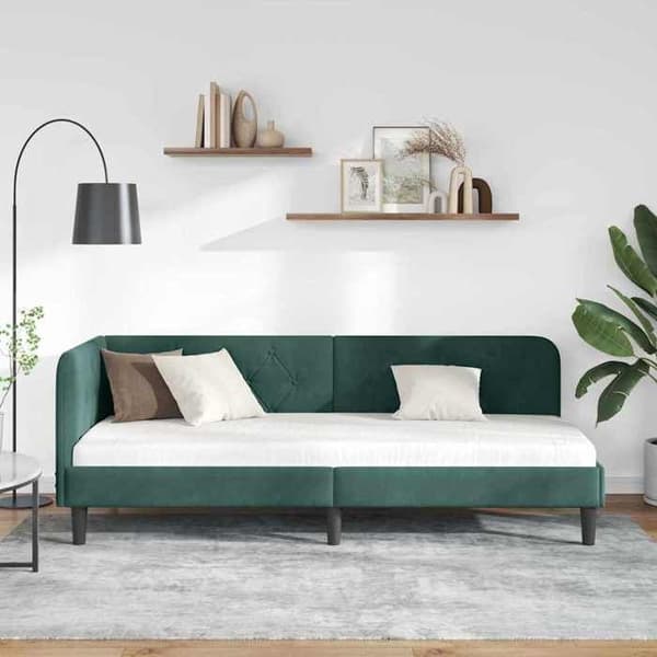Maison Exclusive - Tummanvihreä kulmasänky 80 x 200 cm Sametti