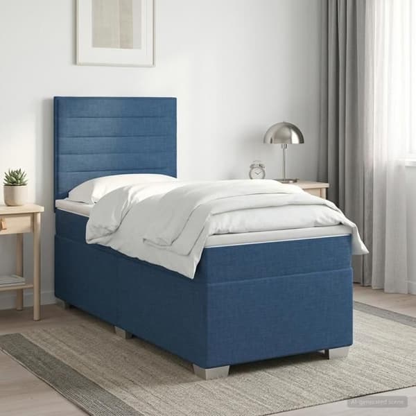 Maison Exclusive - Boxspring seng med madras Blå 90 x 190 cm Stof Blå